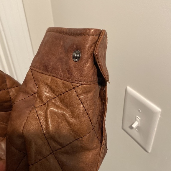Eddie Bauer Brown Quilted Leather Jacket - Picture 11 of 17